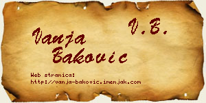 Vanja Baković vizit kartica